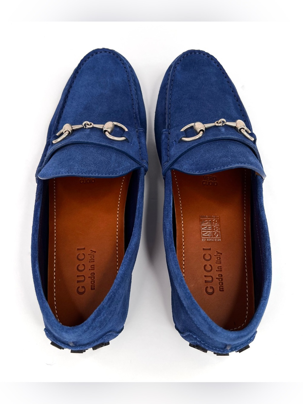 Gucci Men Byorn Horsebit Blue Suede Driver Logo Loafers UK 9.5 - US 10 - EU 43.5 - Picture 4 of 11